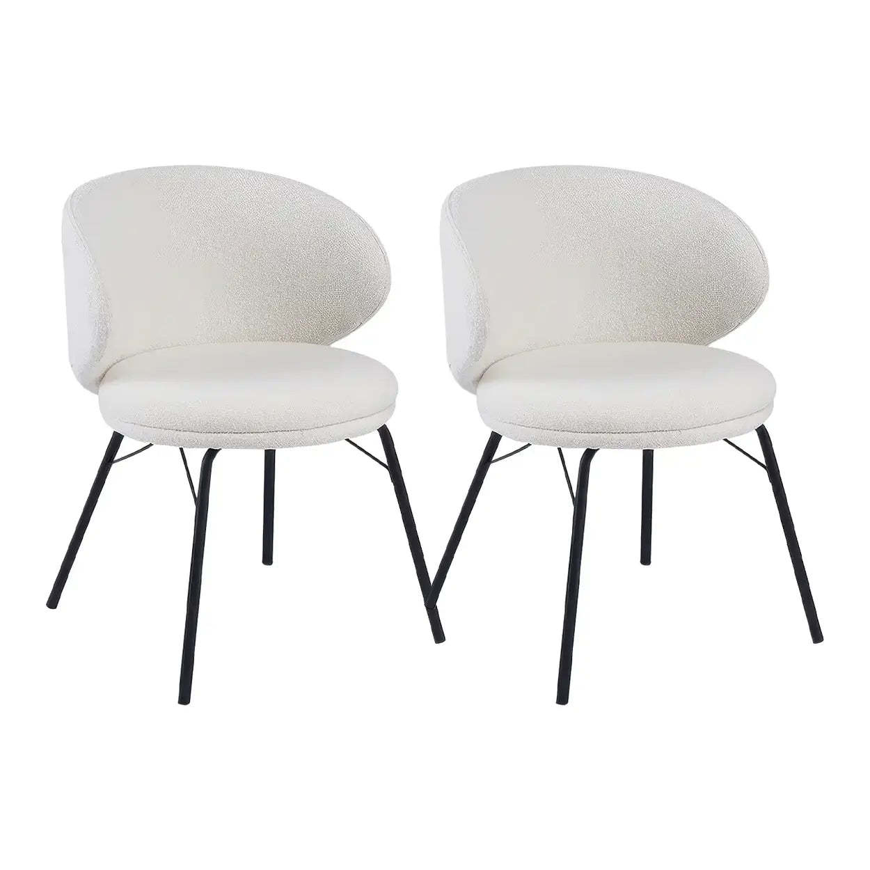 Leather leathaire curved brown office chairs — Fabric / White / Set of 2