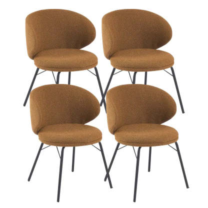 Modern Brown Leathaire Curved Back Dining Chair