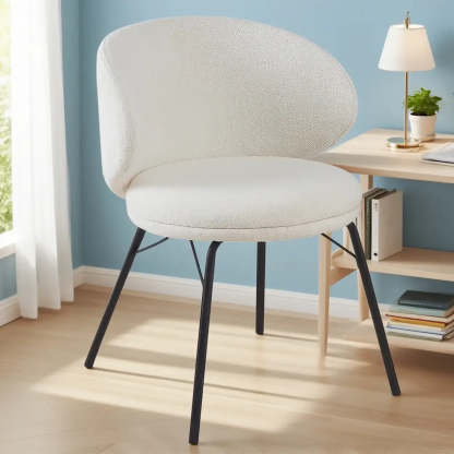 Modern Brown Leathaire Curved Back Dining Chair — Gray / 1 Piece / Loop pile