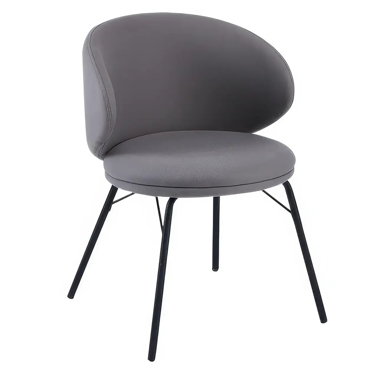 Modern Brown Leathaire Curved Back Dining Chair — Gray / 2 Piece Set / Leathaire