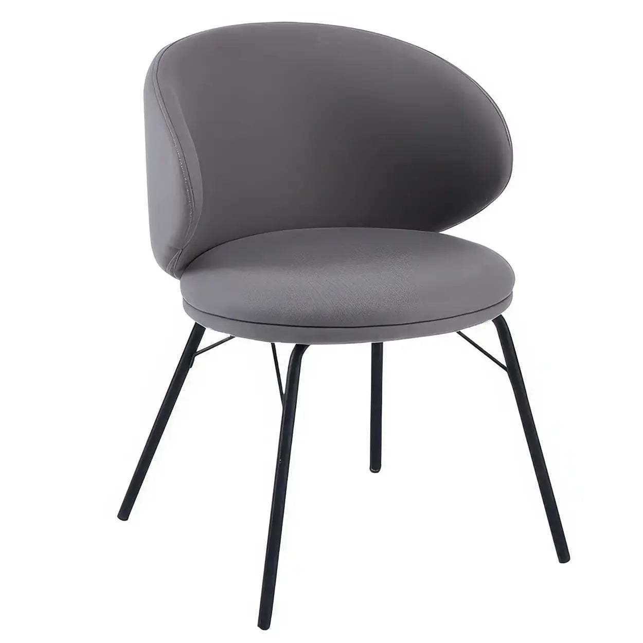 Modern Brown Leathaire Curved Back Dining Chair — Gray / 2 Piece Set / Leathaire