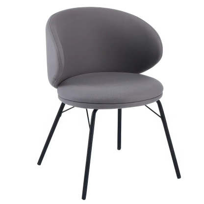 Modern Brown Leathaire Curved Back Dining Chair — Gray / 2 Piece Set / Leathaire