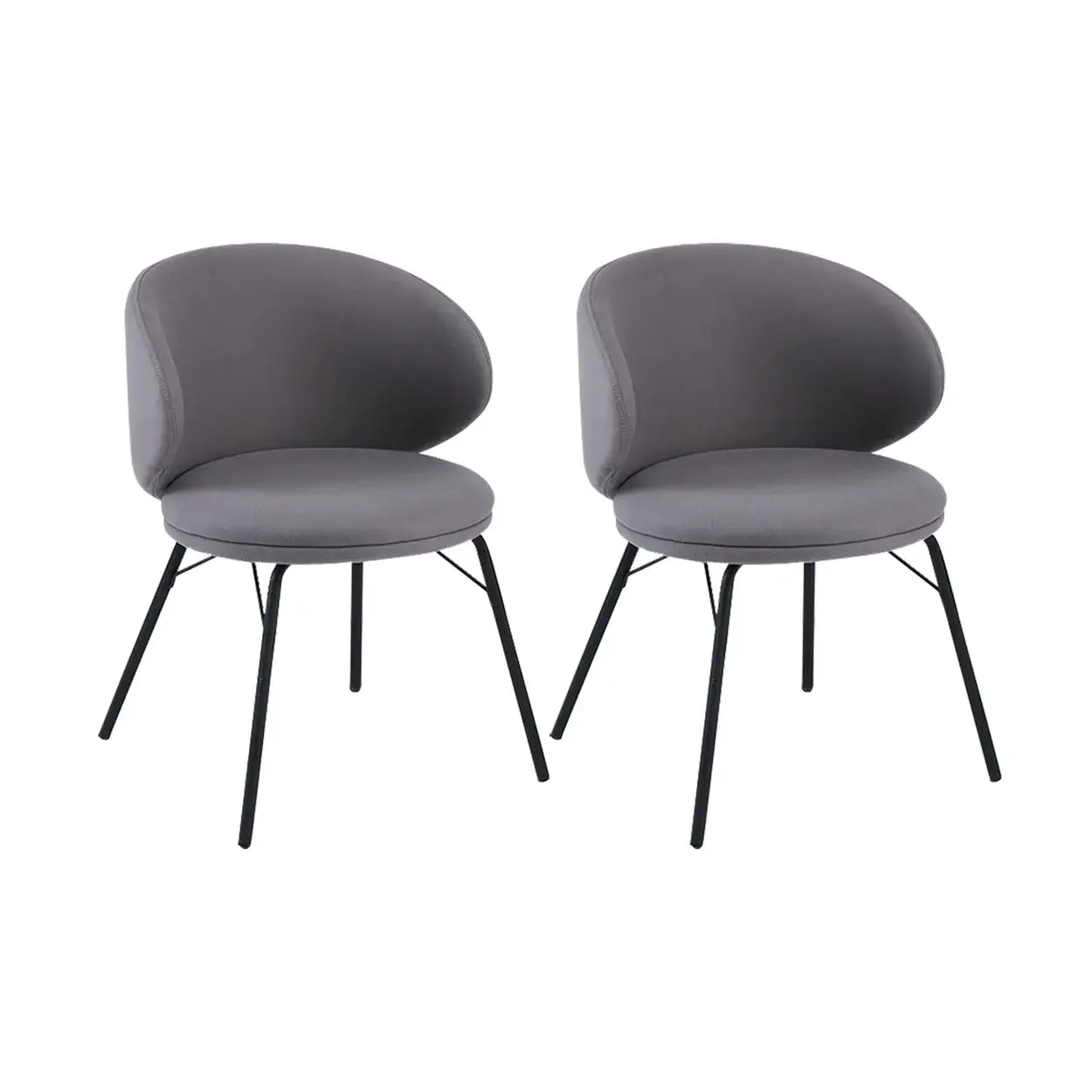 Modern Brown Leathaire Curved Back Dining Chair — Gray / 2 Piece Set / Loop pile