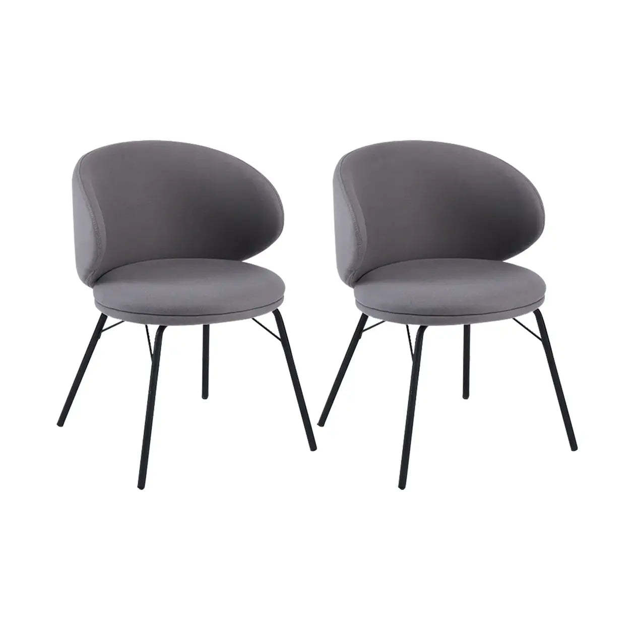 Modern Brown Leathaire Curved Back Dining Chair — Gray / 2 Piece Set / Loop pile