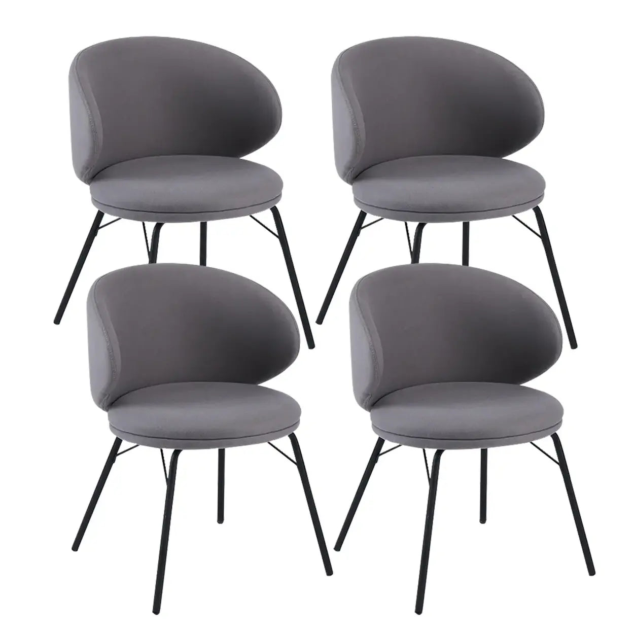 Modern Brown Leathaire Curved Back Dining Chair — Gray / 4 Piece Set / Leathaire
