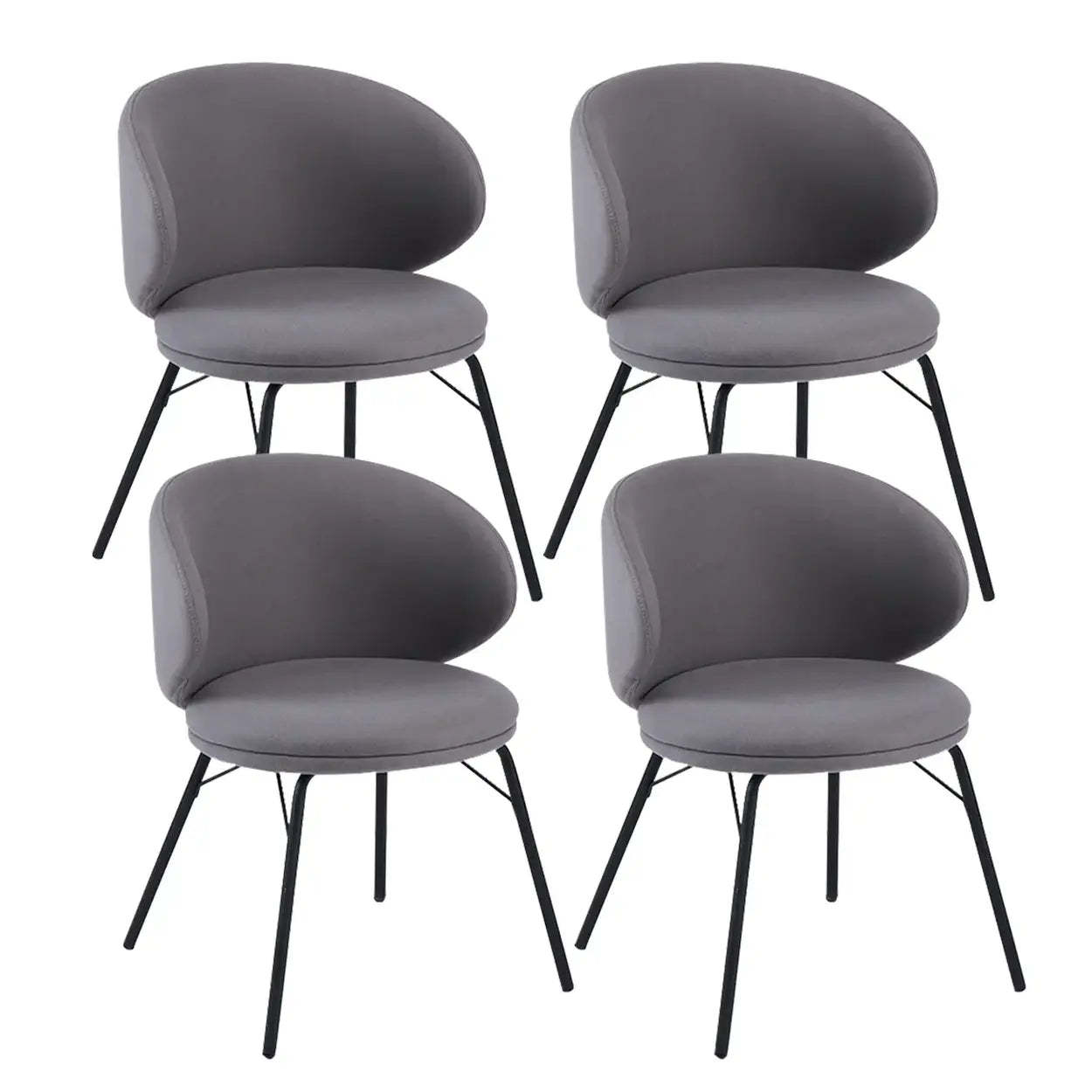 Modern Brown Leathaire Curved Back Dining Chair — Gray / 4 Piece Set / Leathaire
