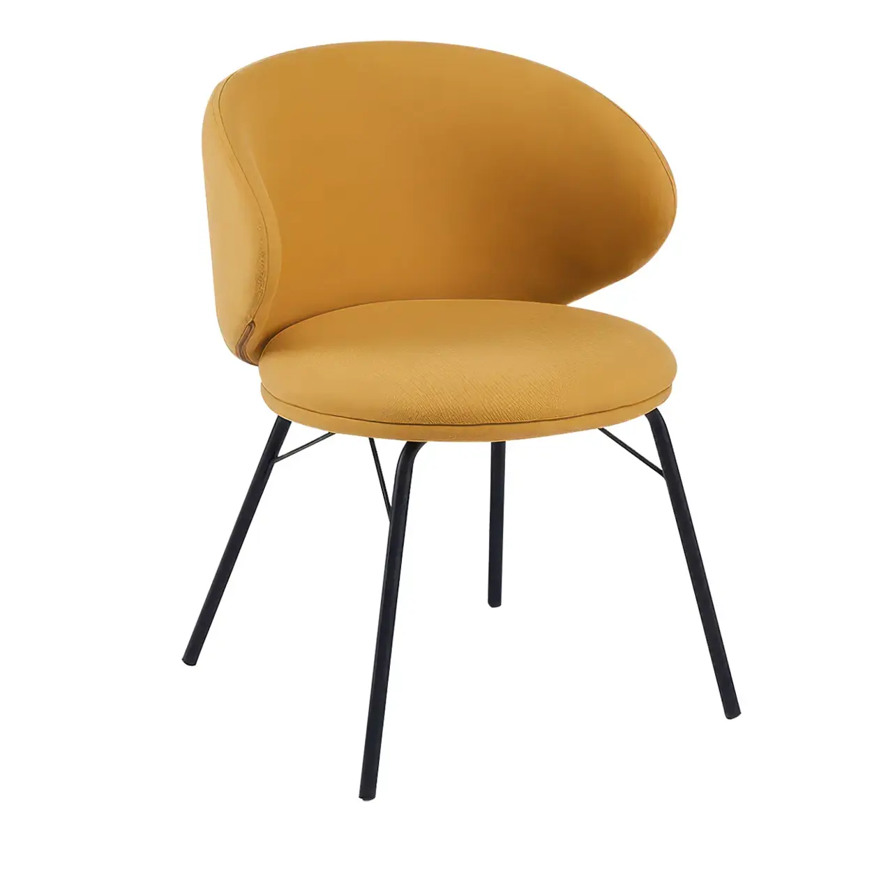 Modern Brown Leathaire Curved Back Dining Chair — Gray / 4 Piece Set / Loop pile