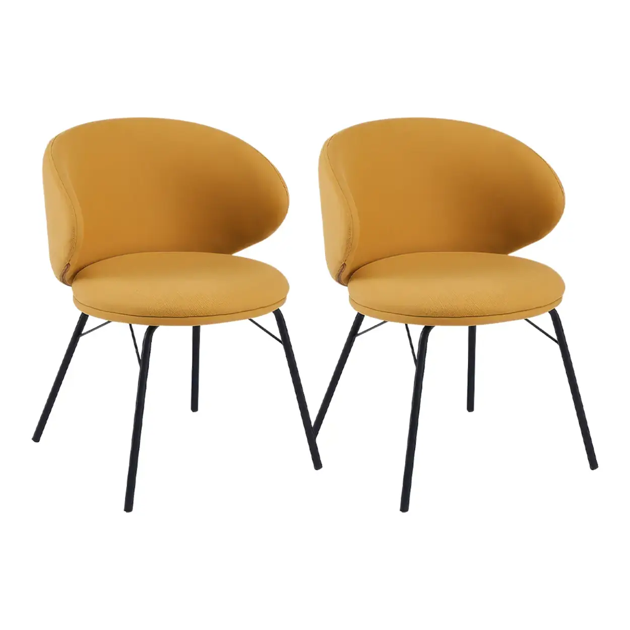 Modern Brown Leathaire Curved Back Dining Chair — Brown / 1 Piece / Loop pile