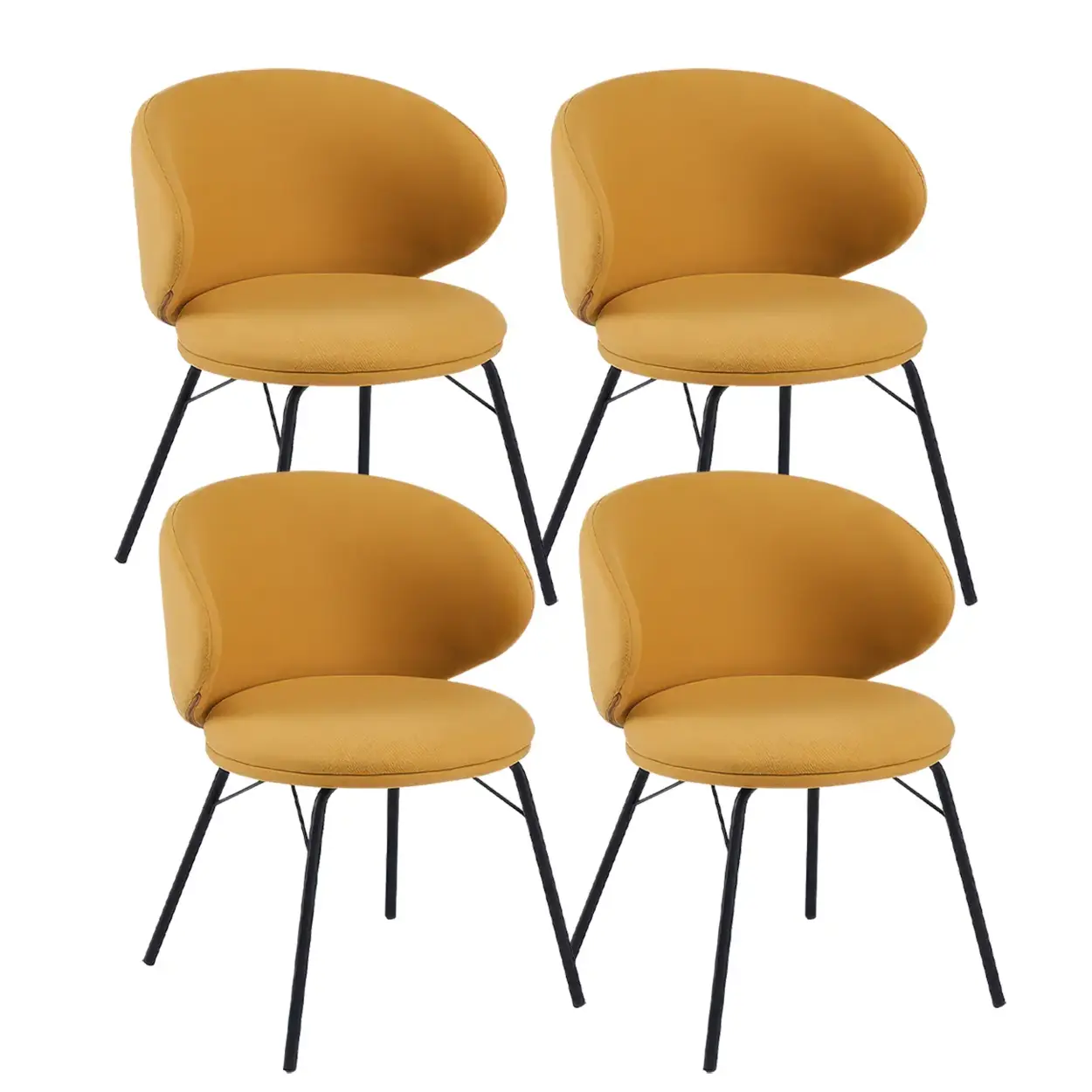 Modern Brown Leathaire Curved Back Dining Chair — Brown / 2 Piece Set / Loop pile