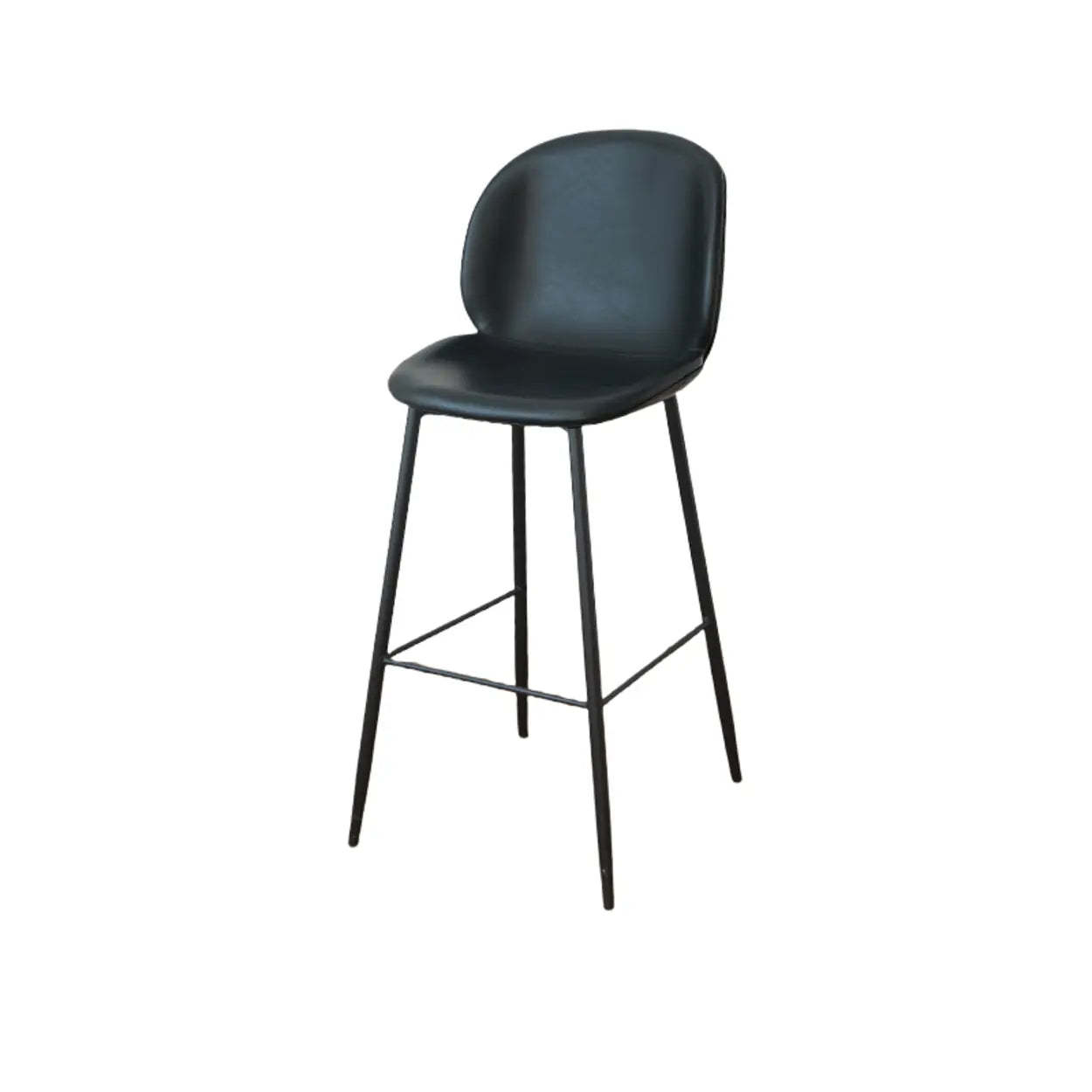 Modern Brown Leather Bucket Bar Stool with Metal Legs — Gray