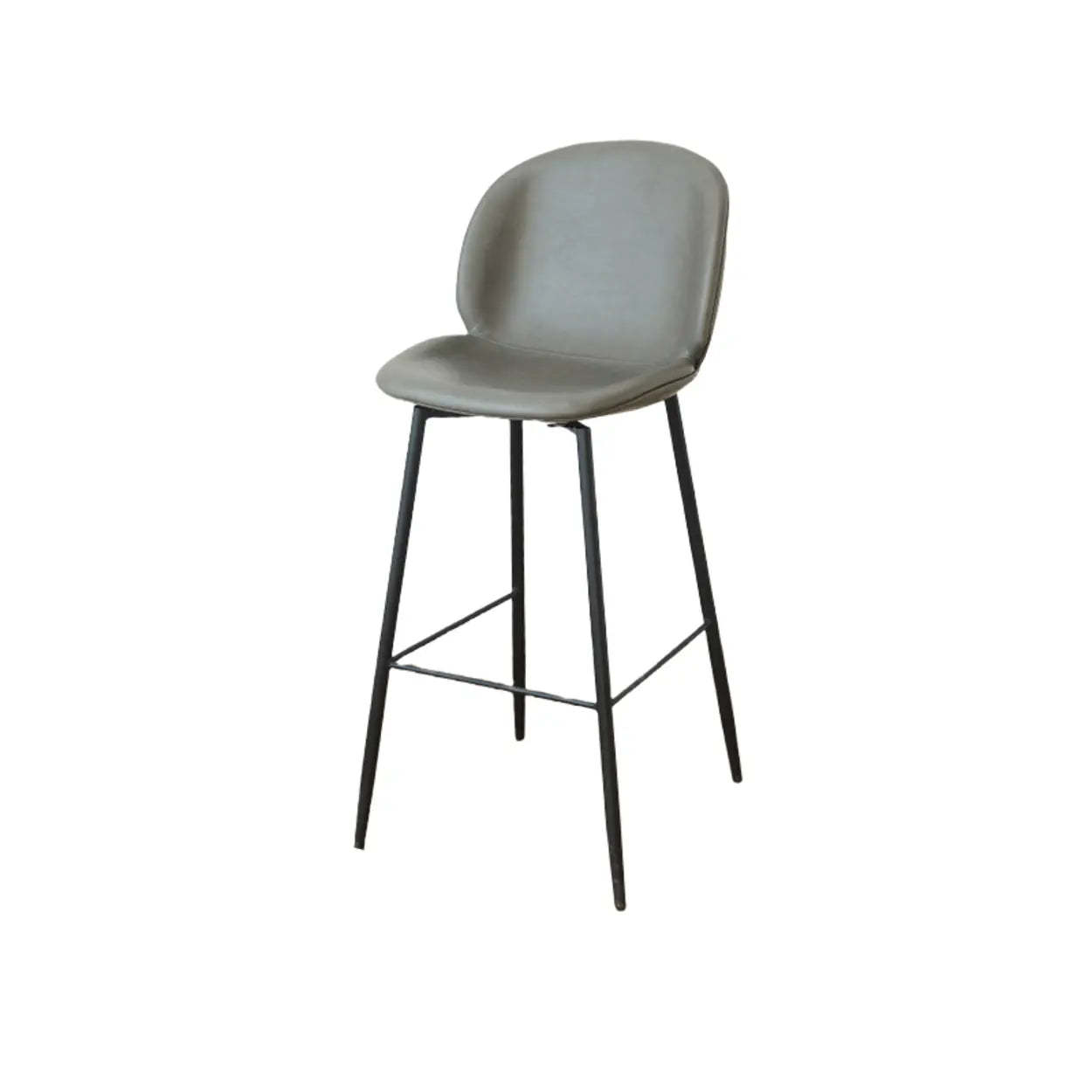 Modern Brown Leather Bucket Bar Stool with Metal Legs — Green