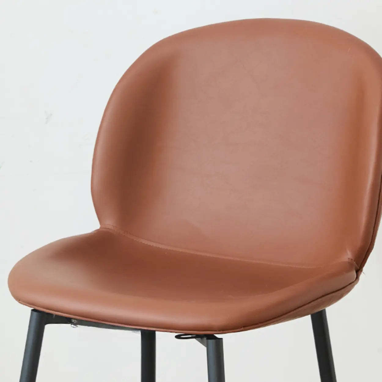 Modern Brown Leather Bucket Bar Stool with Metal Legs — Brown