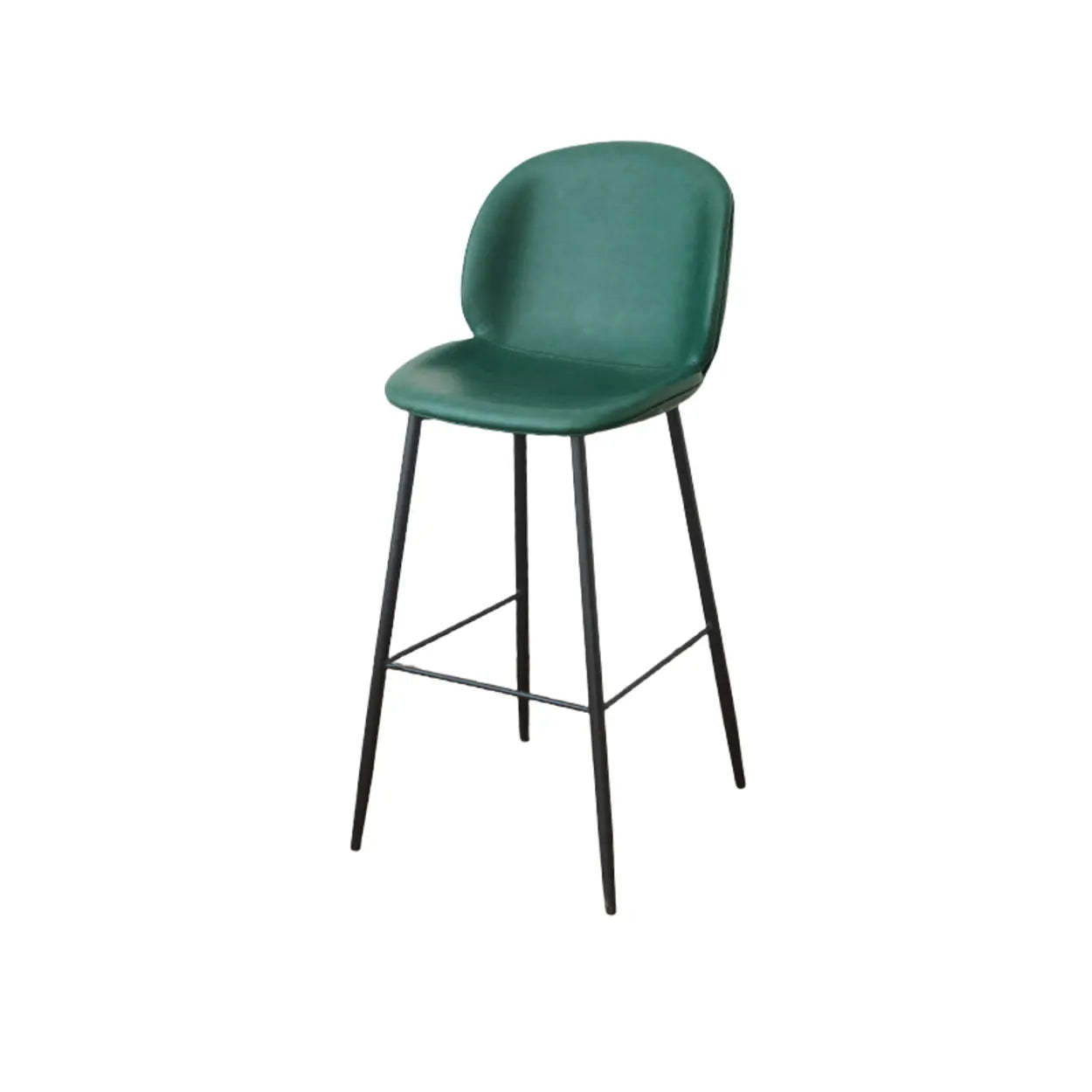 Modern Brown Leather Bucket Bar Stool with Metal Legs — Light Brown