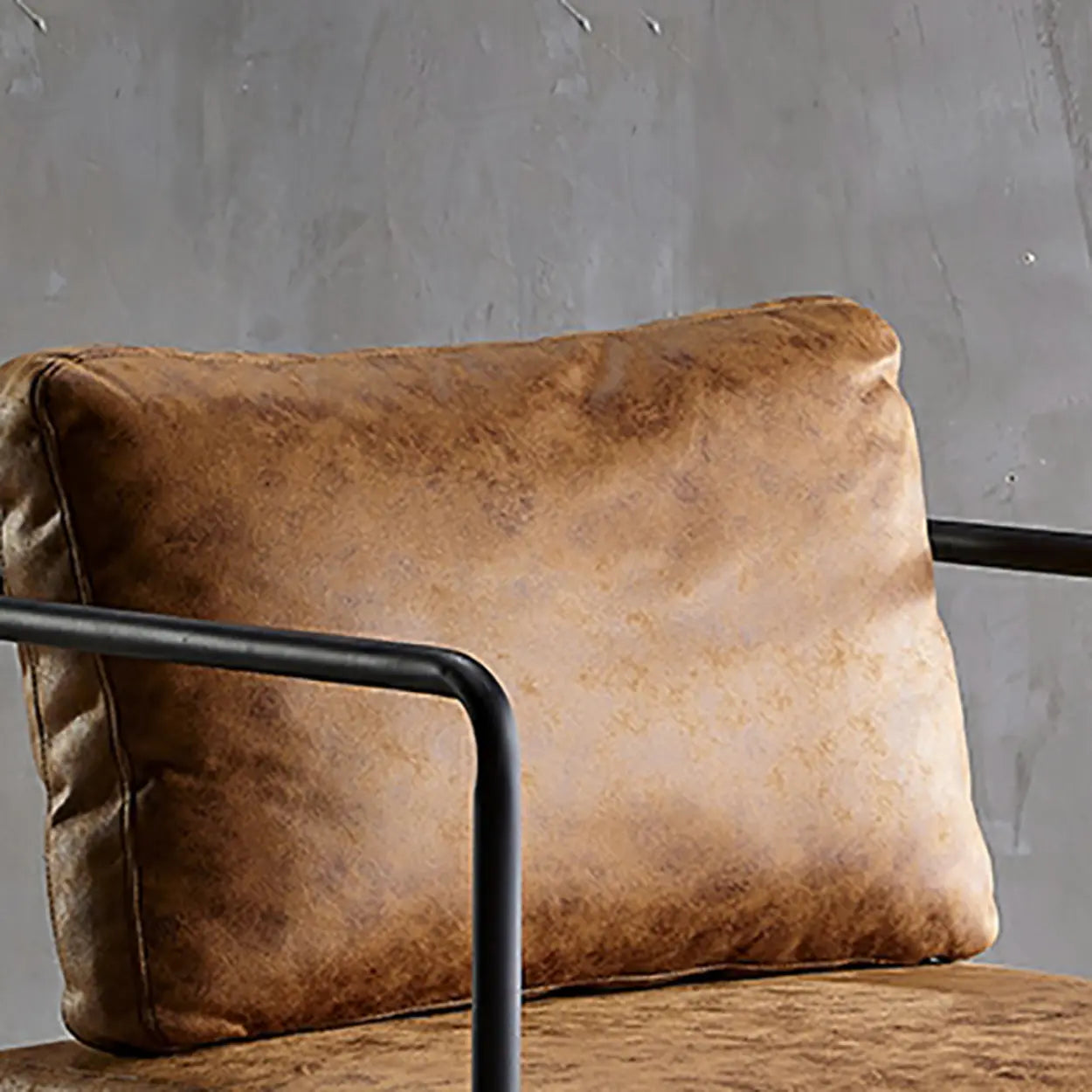 Modern Brown Leather Lounge Chair with Arms