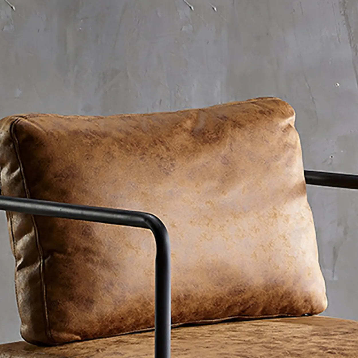 Modern Brown Leather Lounge Chair with Arms