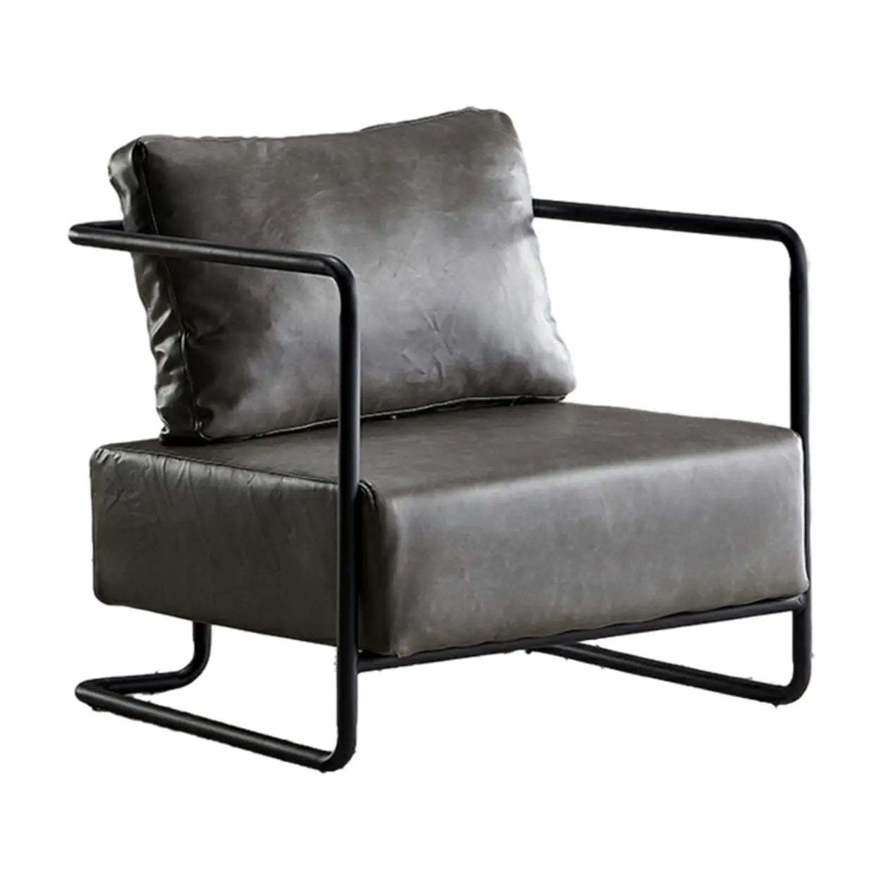 Modern Brown Leather Lounge Chair with Arms
