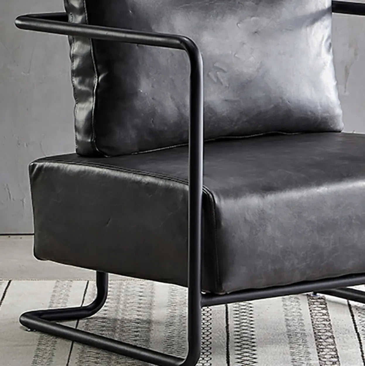 Modern Brown Leather Lounge Chair with Arms