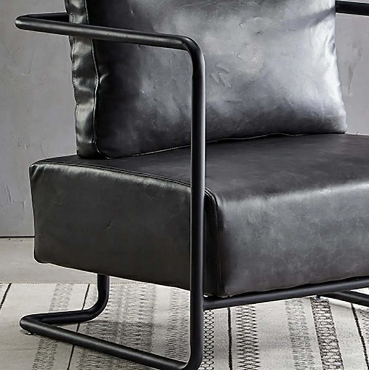 Modern Brown Leather Lounge Chair with Arms