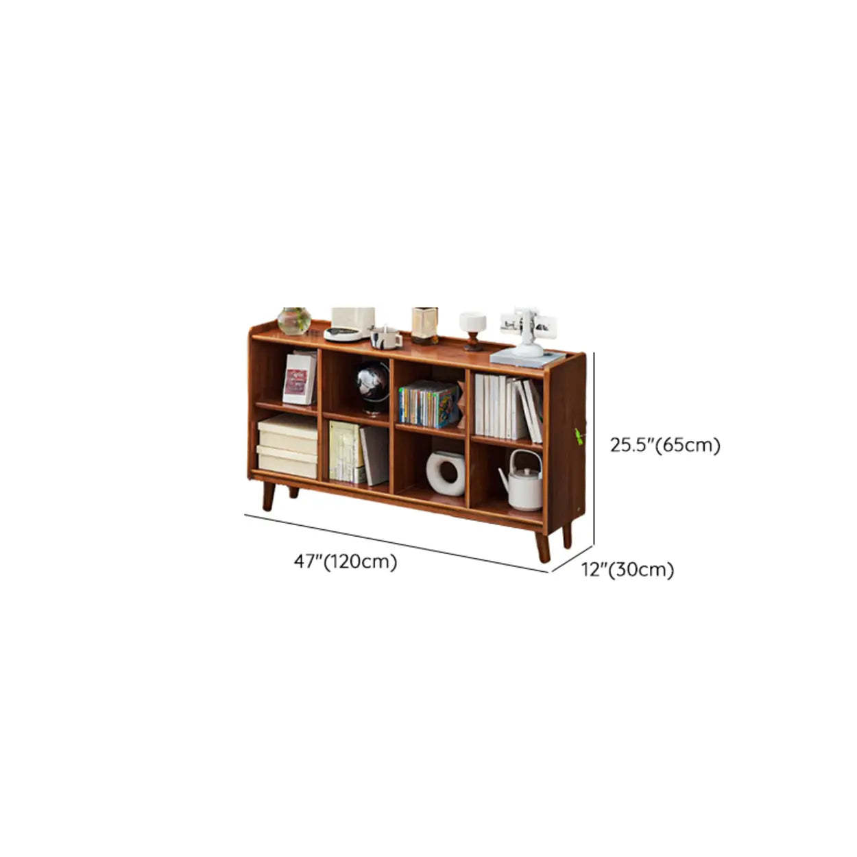 Brown Wood Rectangular Wide Bookcase
