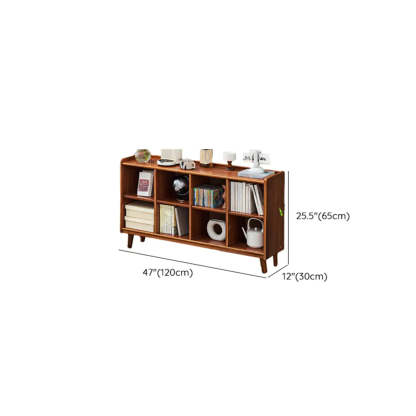 Brown Wood Rectangular Wide Bookcase