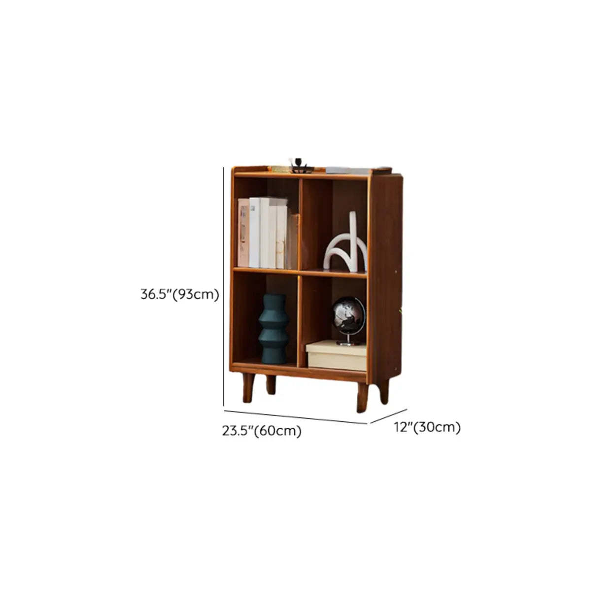 Brown Wood Rectangular Wide Bookcase