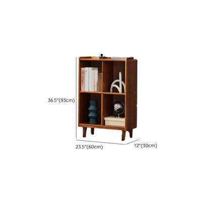 Brown Wood Rectangular Wide Bookcase