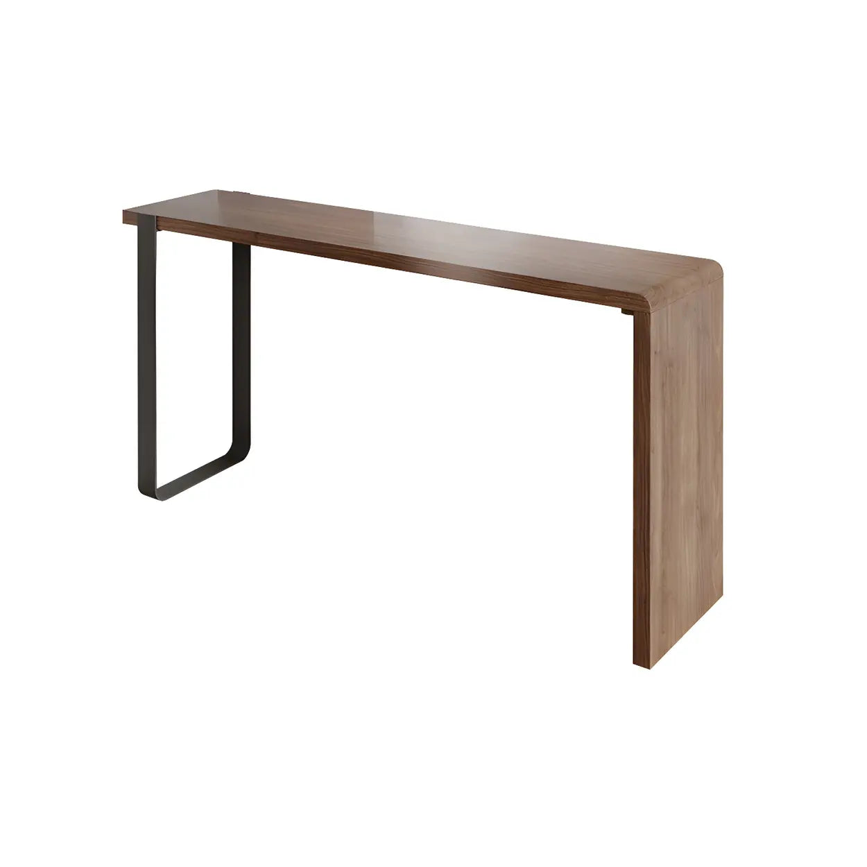 Modern Brown Rectangular Bar Table with Metal Leg