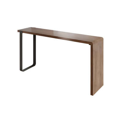 Modern Brown Rectangular Bar Table with Metal Leg