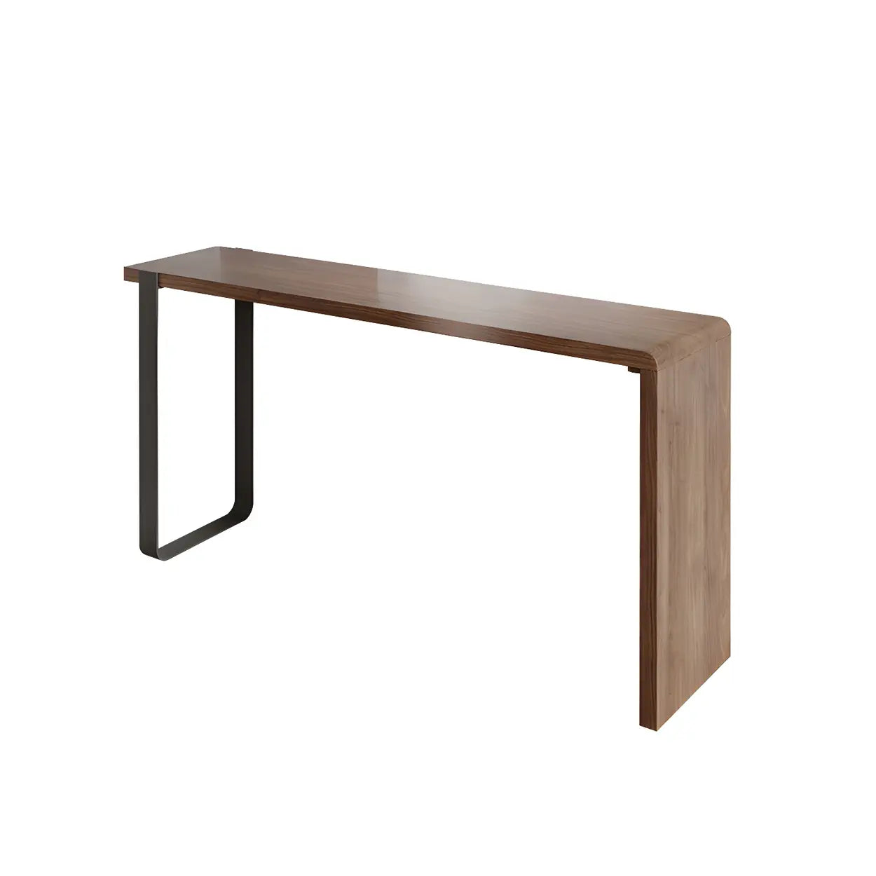 Modern Brown Rectangular Bar Table with Metal Leg