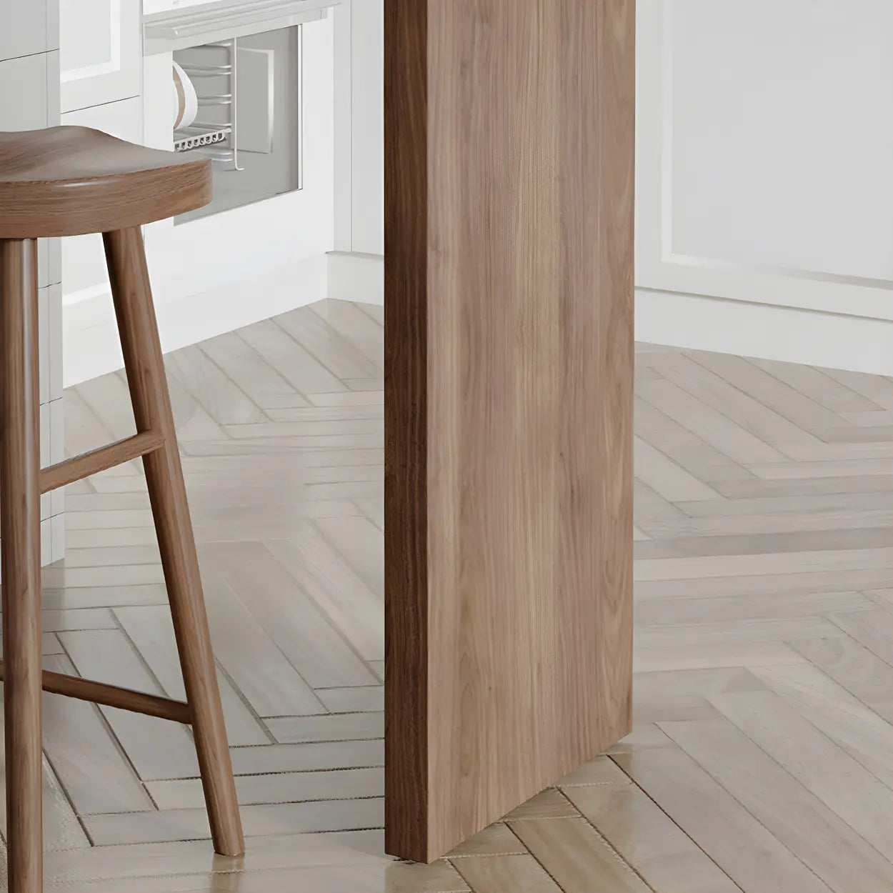 Modern Brown Rectangular Bar Table with Metal Leg