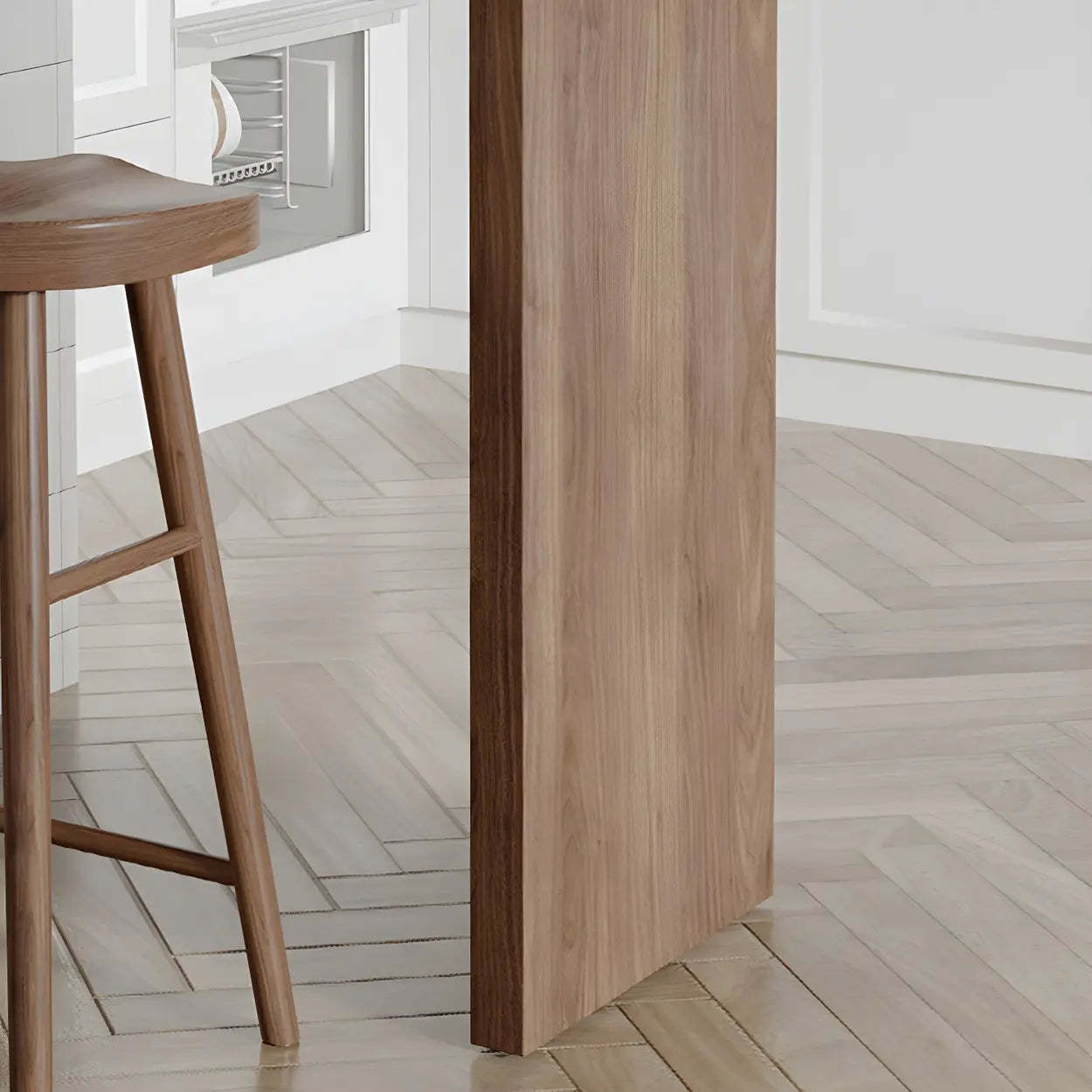 Modern Brown Rectangular Bar Table with Metal Leg