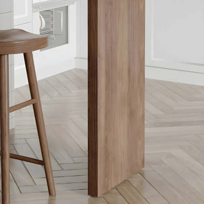 Modern Brown Rectangular Bar Table with Metal Leg