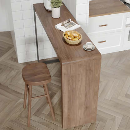 Modern Brown Rectangular Bar Table with Metal Leg