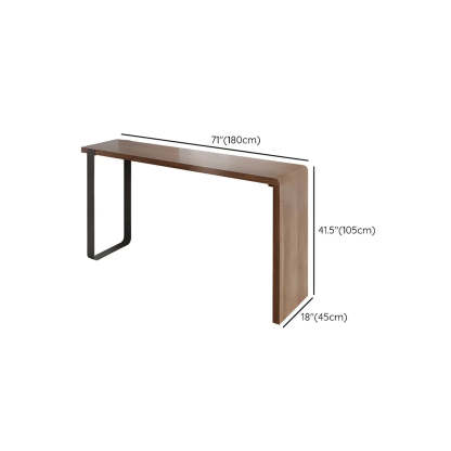 Modern Brown Rectangular Bar Table with Metal Leg