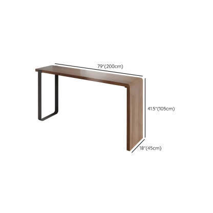 Modern Brown Rectangular Bar Table with Metal Leg