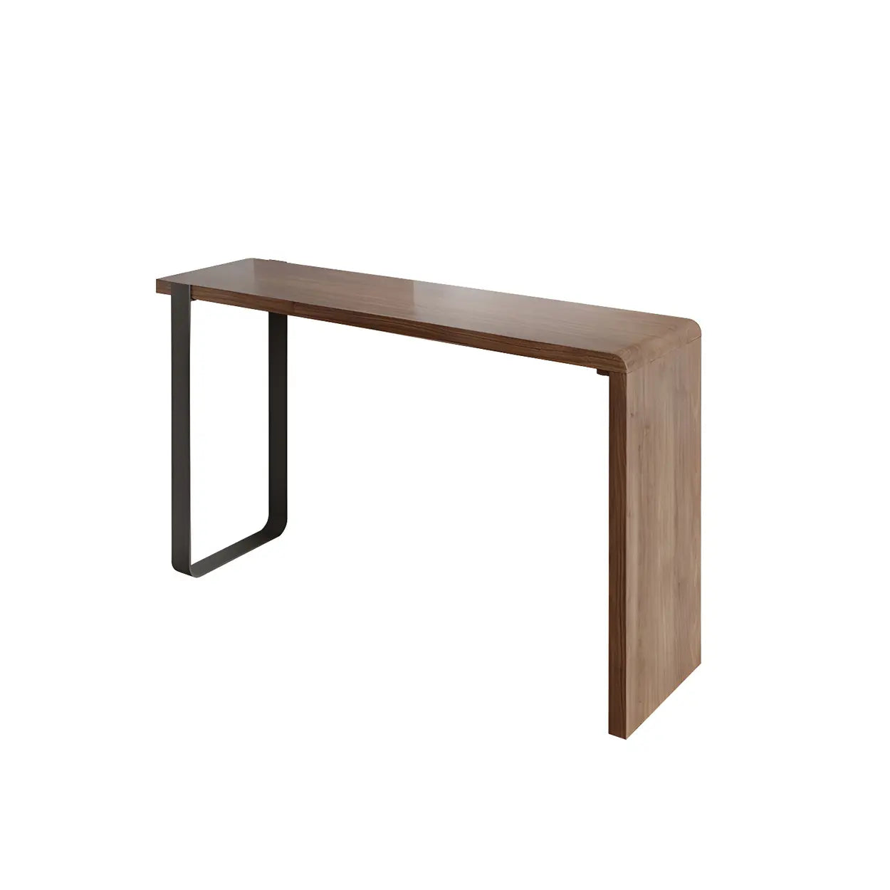 Modern Brown Rectangular Bar Table with Metal Leg — Table Only