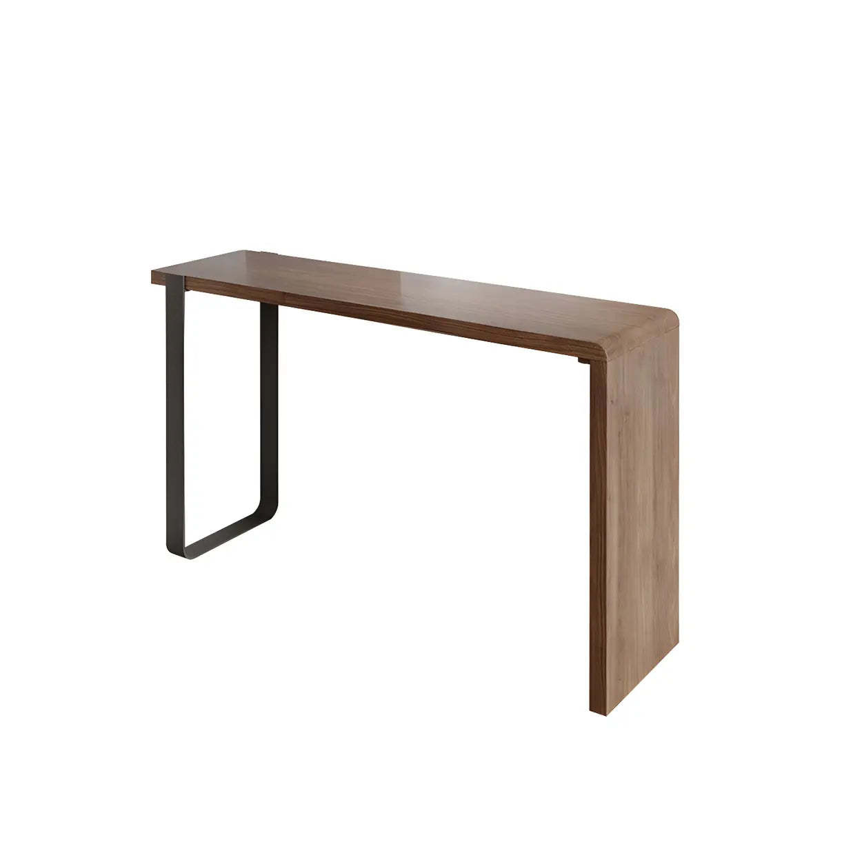 Modern Brown Rectangular Bar Table with Metal Leg — Table Only