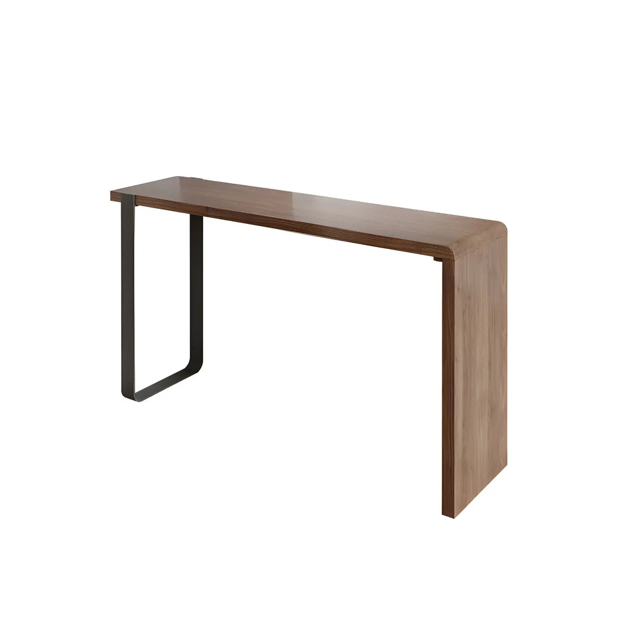 Modern Brown Rectangular Bar Table with Metal Leg — Table Only