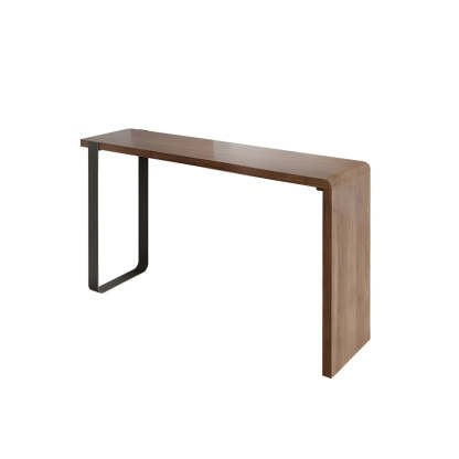 Modern Brown Rectangular Bar Table with Metal Leg — Table Only