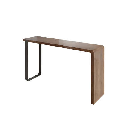 Modern Brown Rectangular Bar Table with Metal Leg