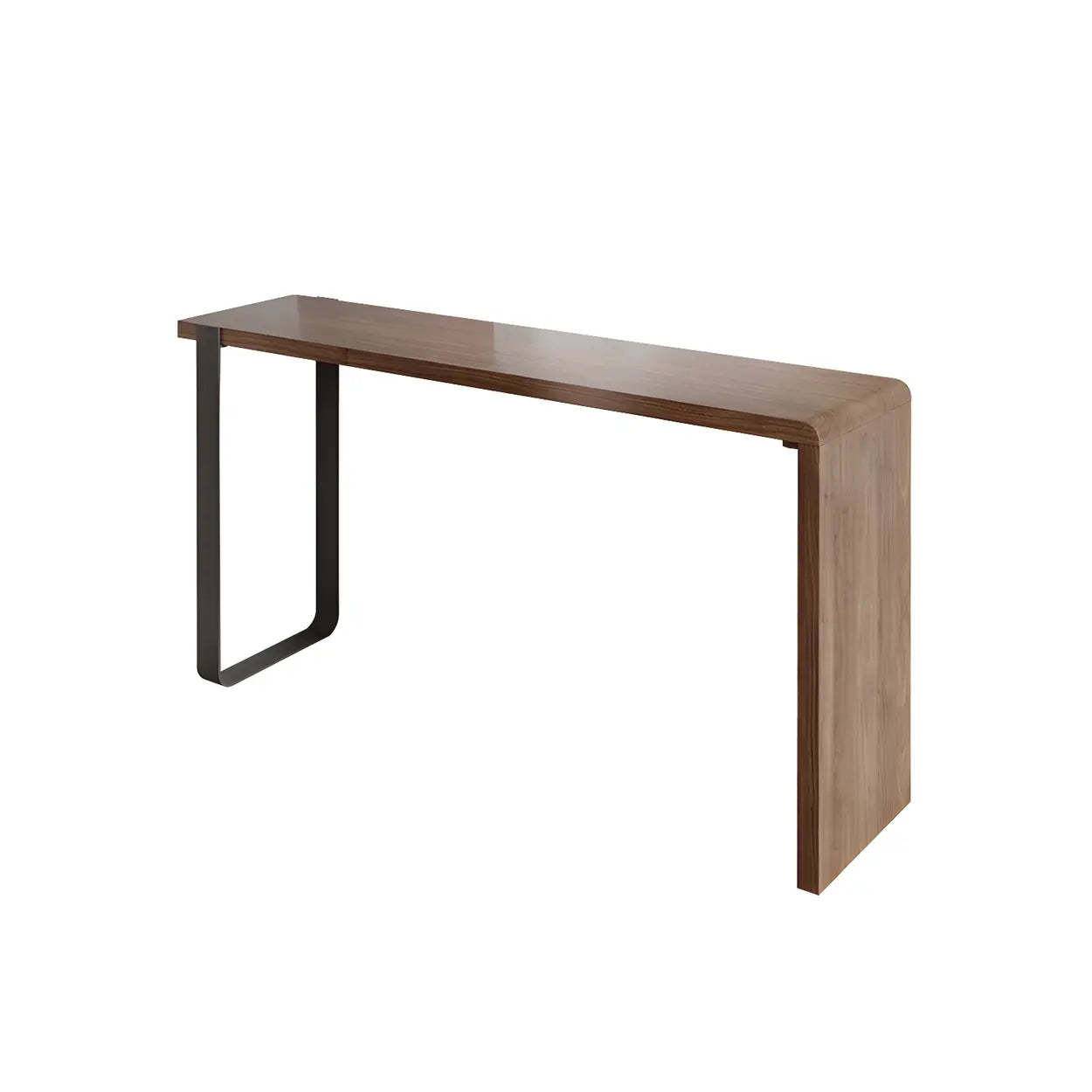 Modern Brown Rectangular Bar Table with Metal Leg