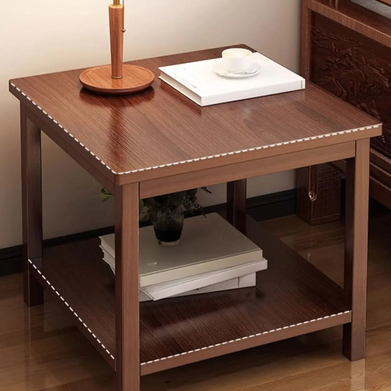 Modern Brown Rectangular Wood End Table