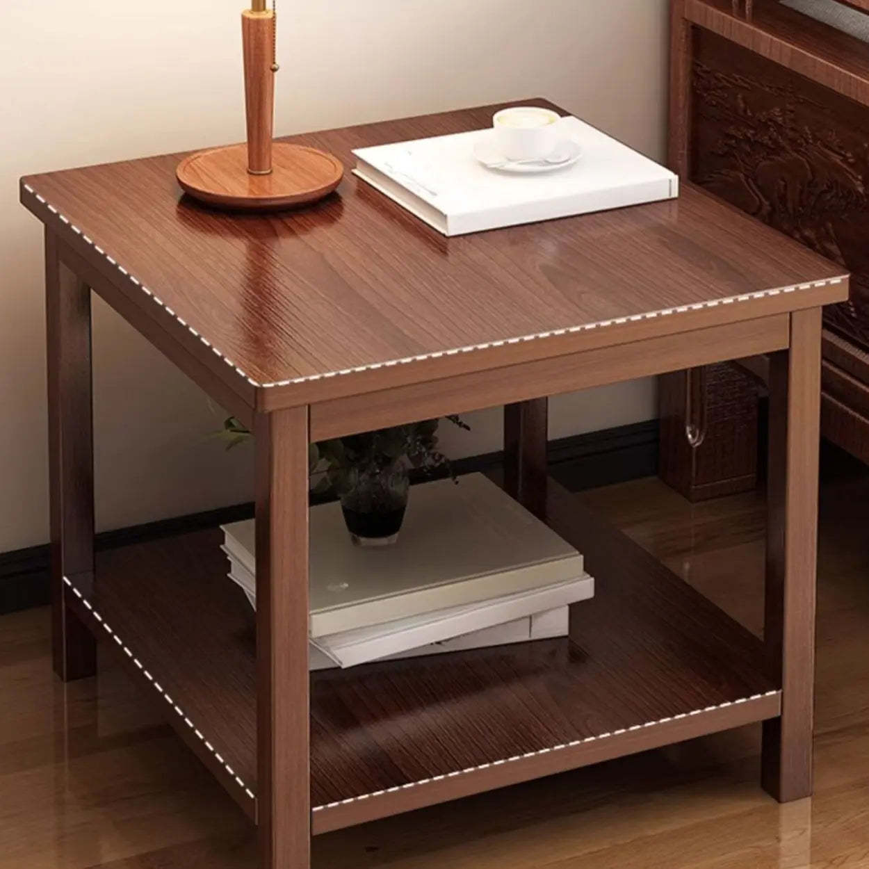 Modern Brown Rectangular Wood End Table
