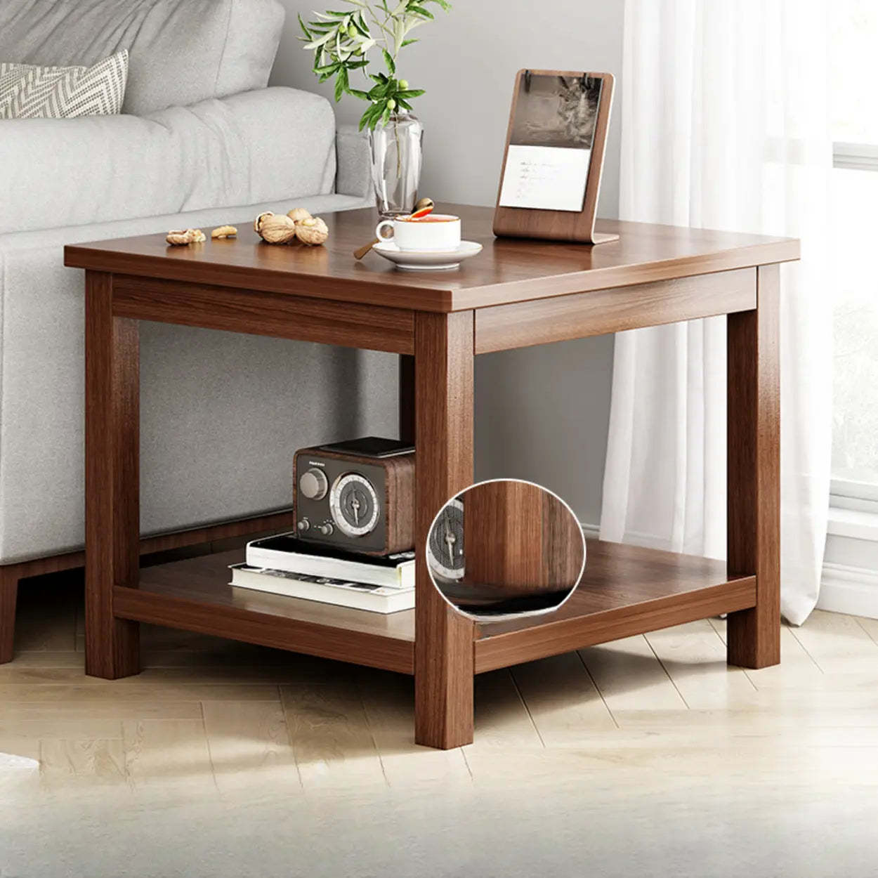 Modern Brown Rectangular Wood End Table