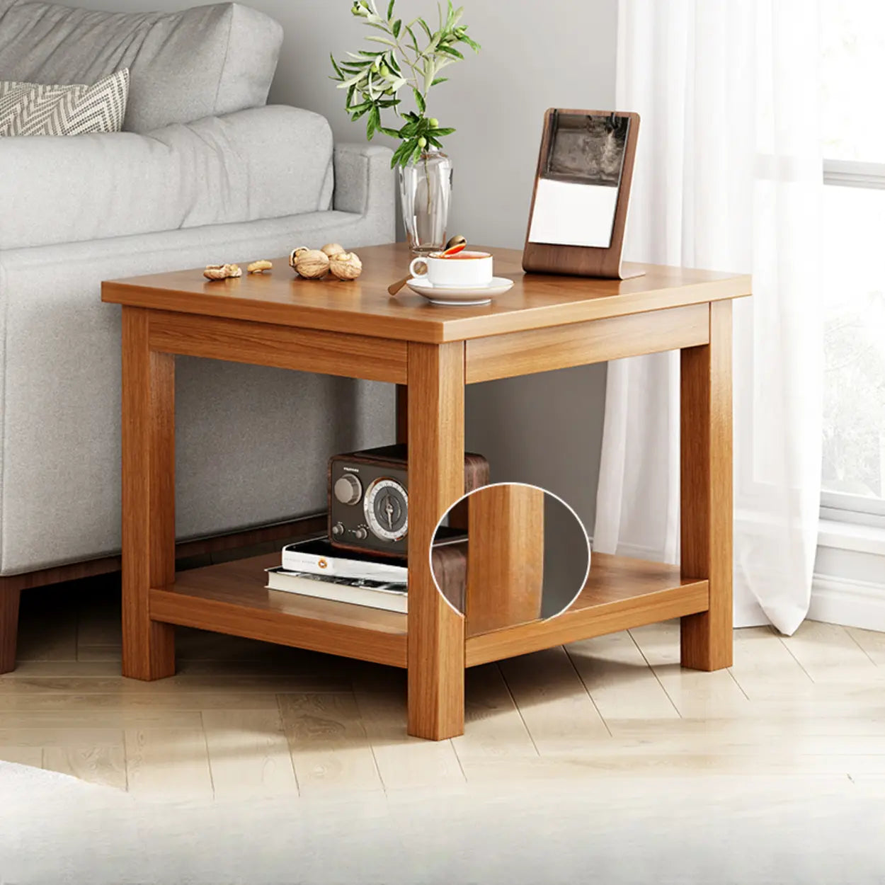 Modern Brown Rectangular Wood End Table