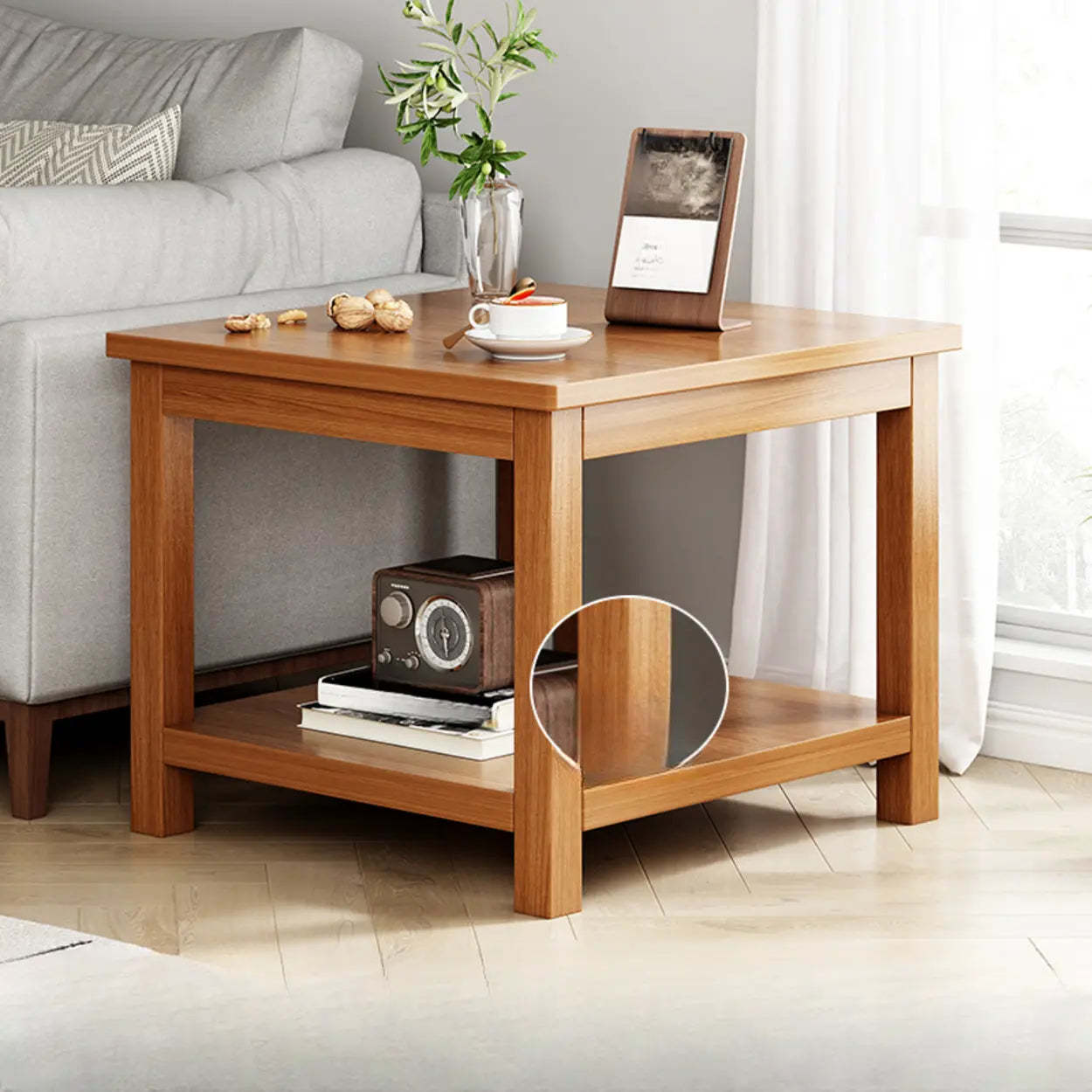Modern Brown Rectangular Wood End Table