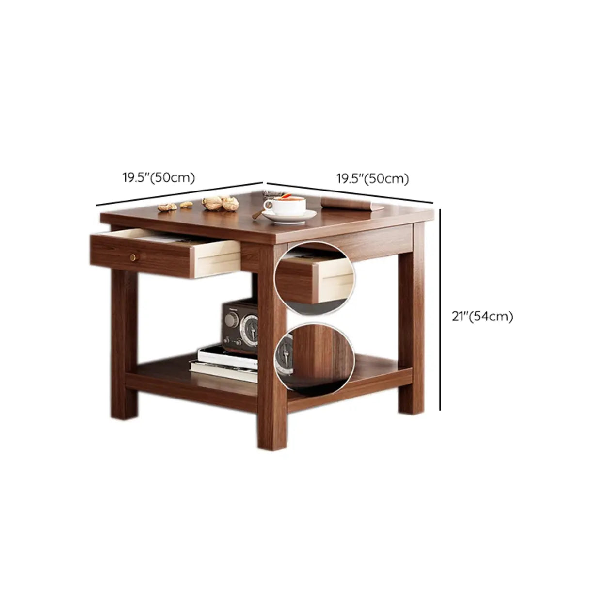Modern Brown Rectangular Wood End Table