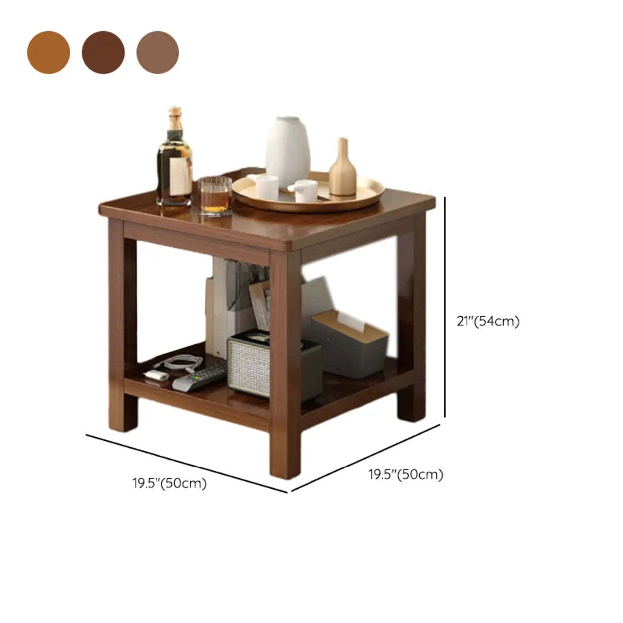 Modern Brown Rectangular Wood End Table