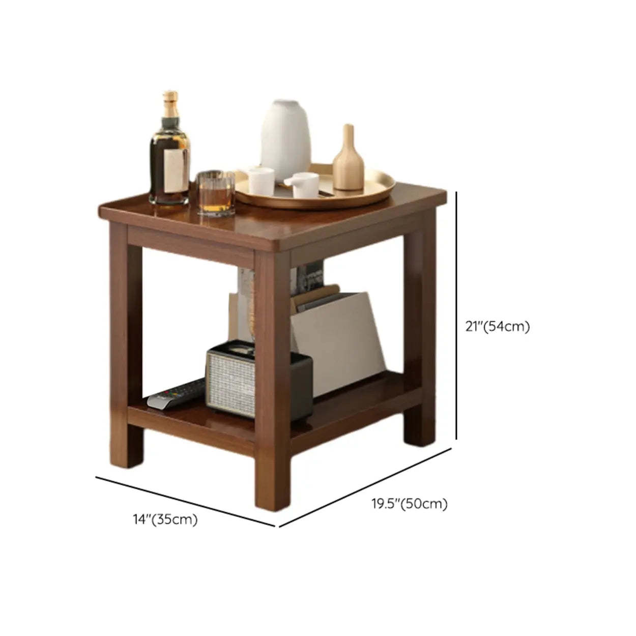 Modern Brown Rectangular Wood End Table