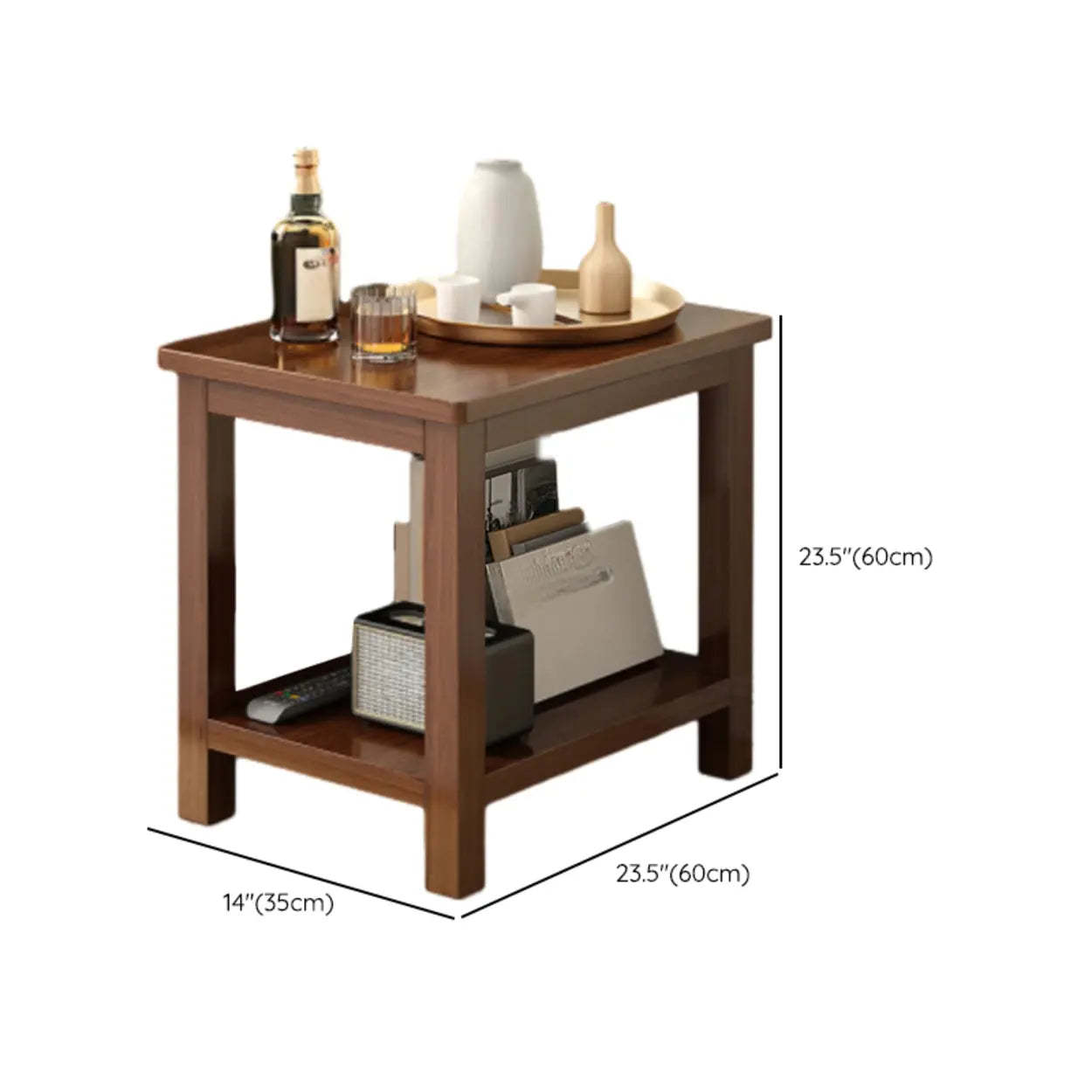 Modern Brown Rectangular Wood End Table